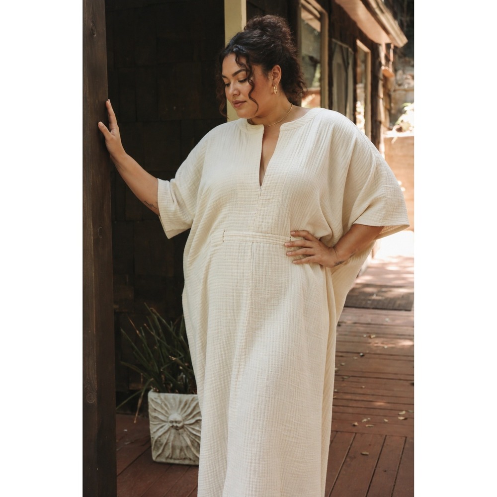 OddBird Co. Rüya Tunic Ivory Cotton Gauze Dress XL 1X Lagenlook Minimalist